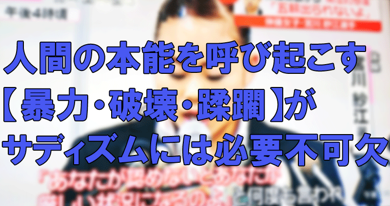 人間の本能を呼び起こす【暴力・破壊・蹂躙】がサディズムには必要不可欠